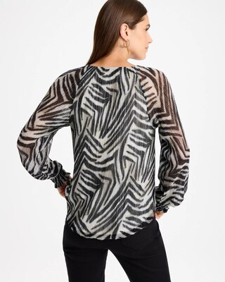 Zebra-Metallic Bodre Crinkle Mesh Top click to view larger image.