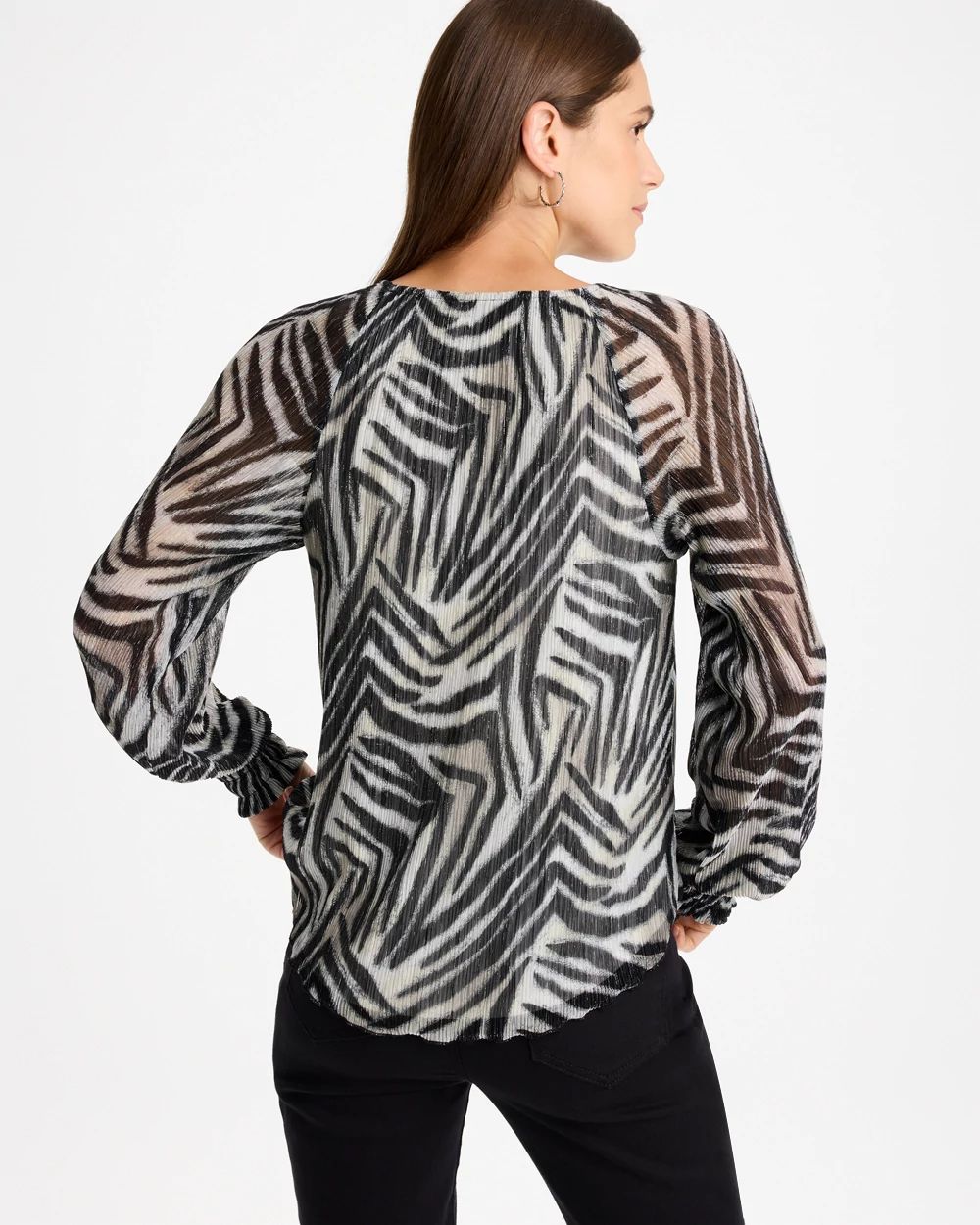 Zebra-Metallic Bodre Crinkle Mesh Top click to view larger image.