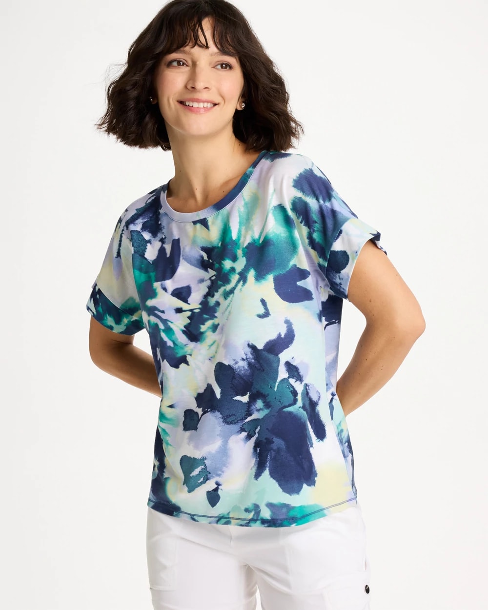 Zenergy® Floral Drop Shoulder Tee, photo 1 of 5