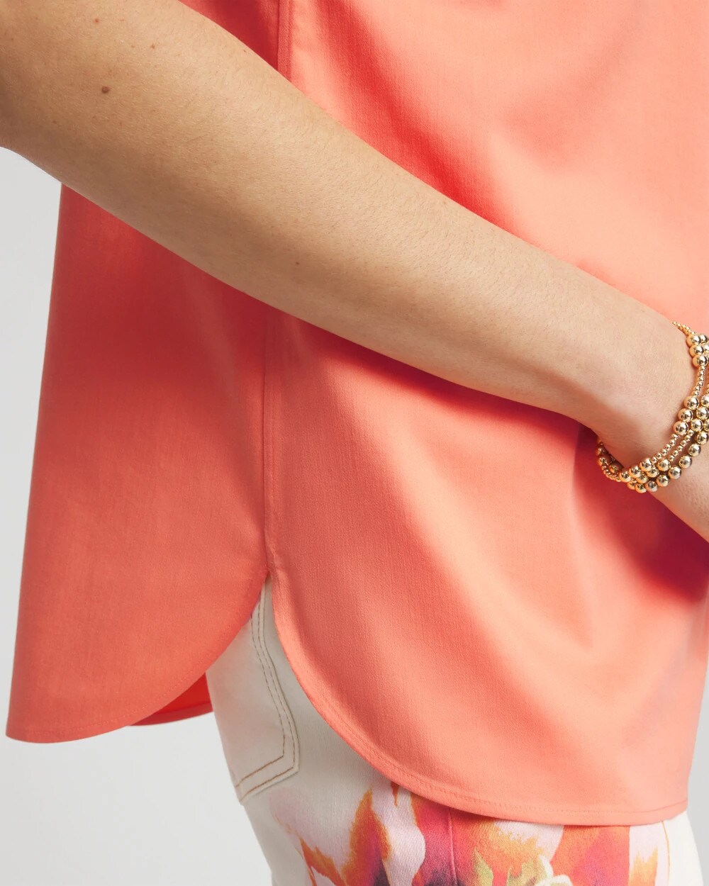 No Iron™ Sleeveless Sateen-Stretch Shirt