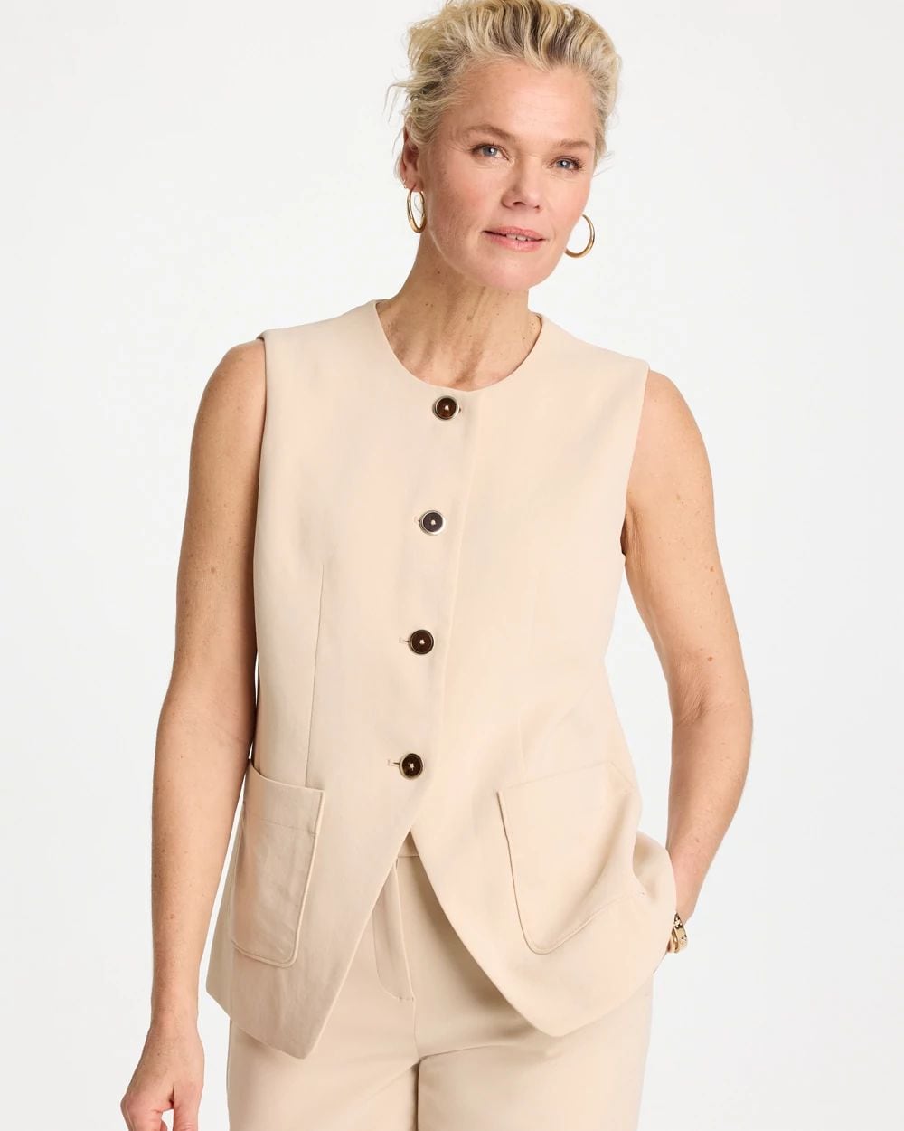 Split Hem Crepe Vest click to view larger image.