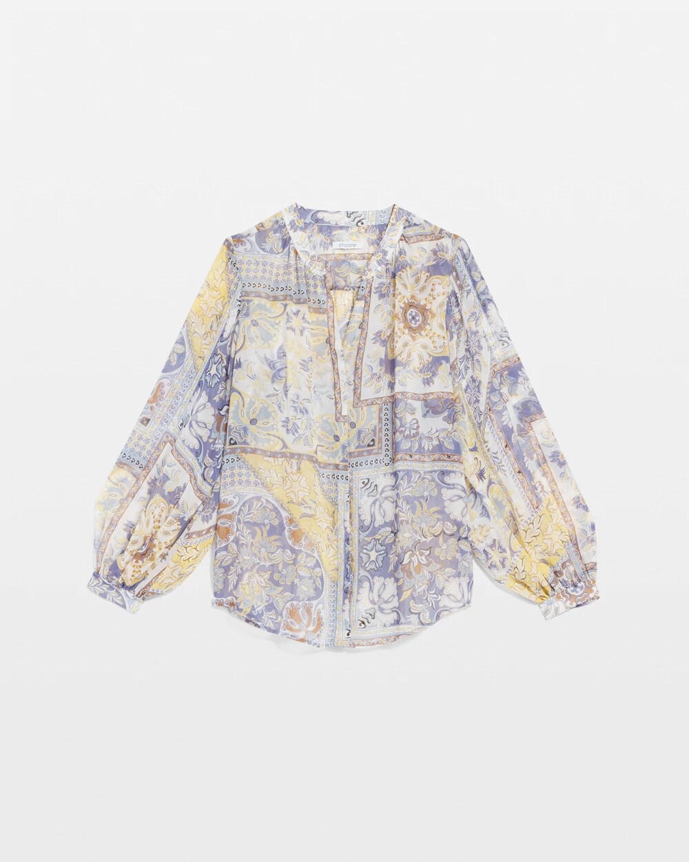 Artisinal Georgette Blouson-Sleeve Blouse