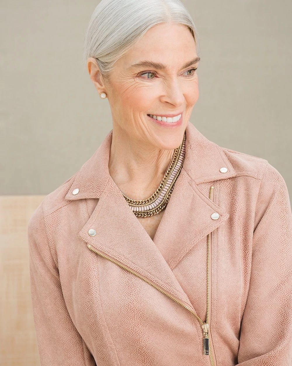 Faux-Suede Elongated Moto Jacket