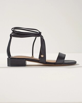Black Leather Lace Up Sandals