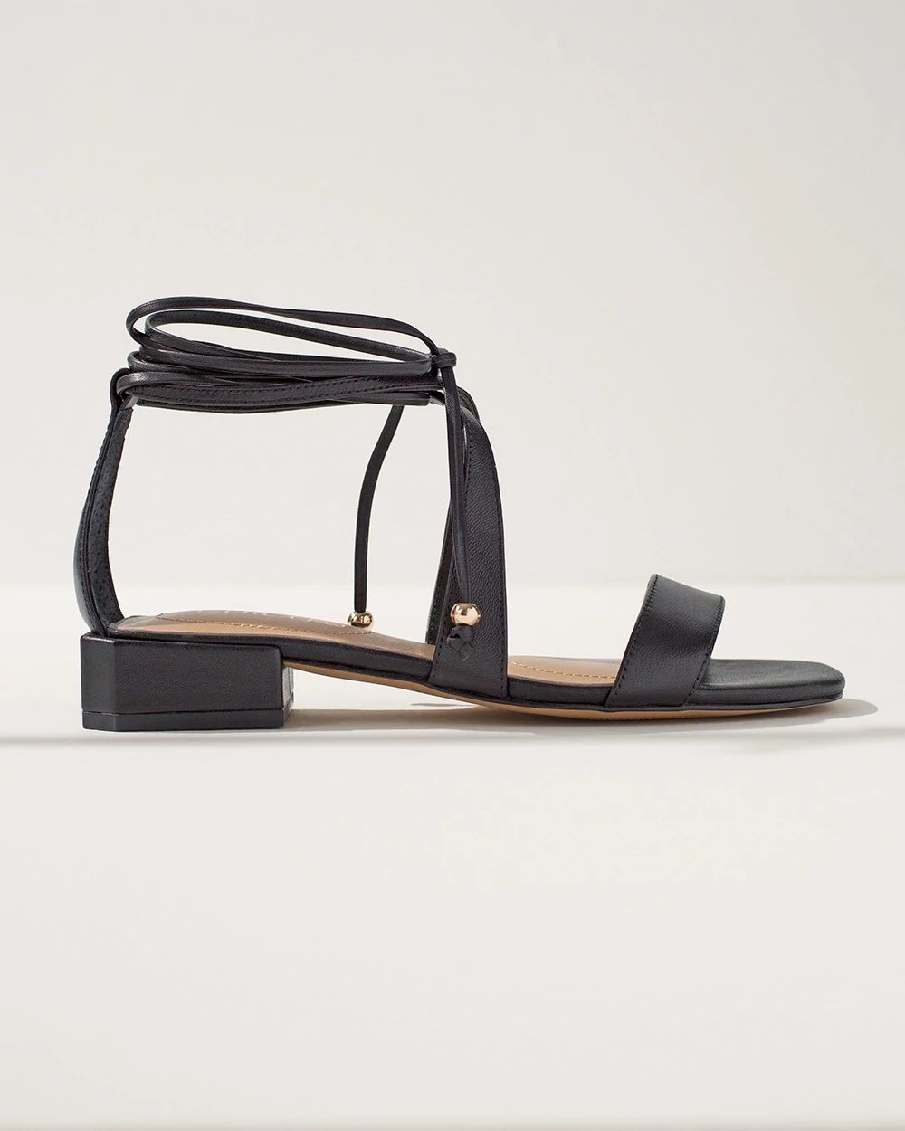 Black Leather Lace Up Sandals