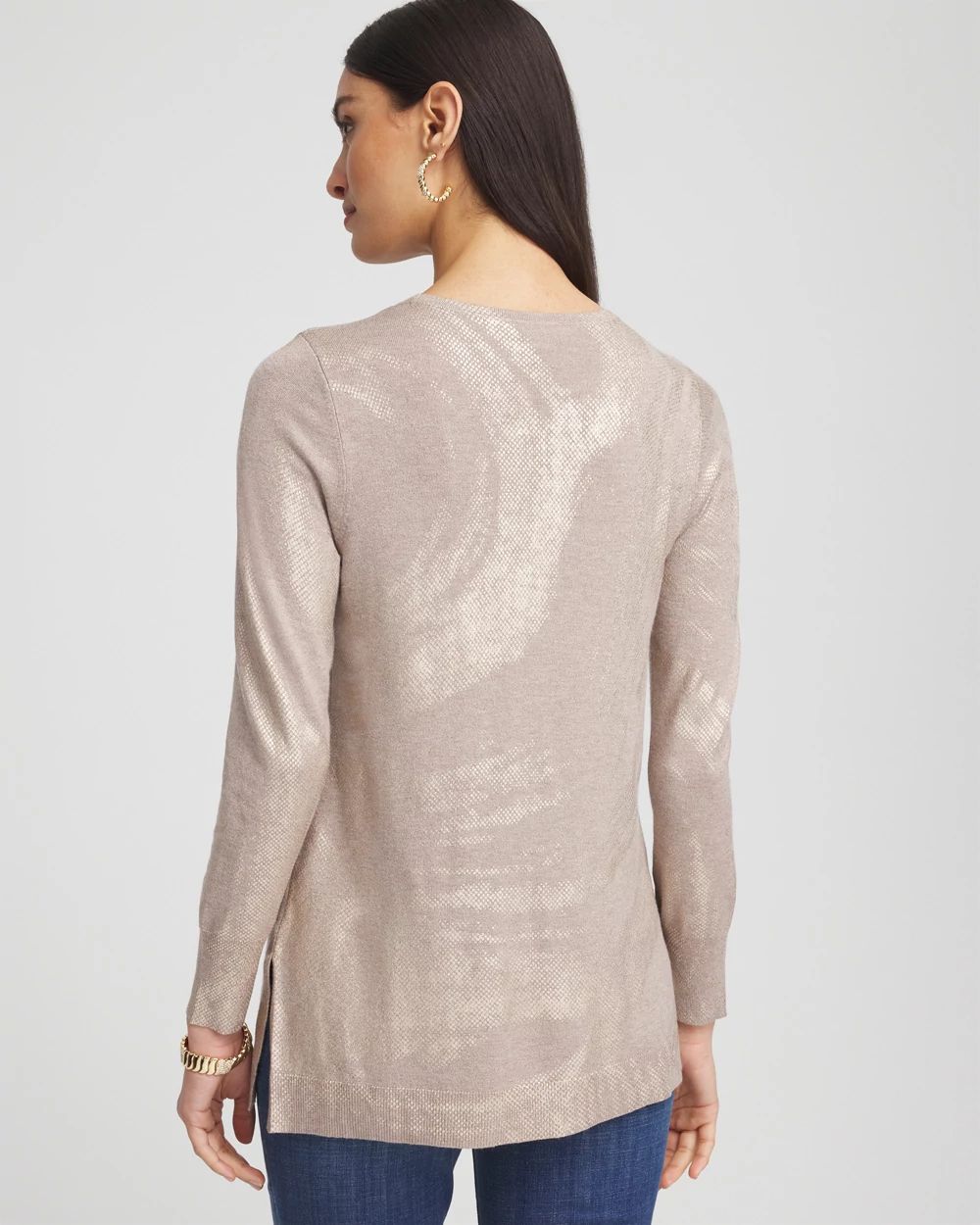 Foil Crew Neck Sweater Tunic