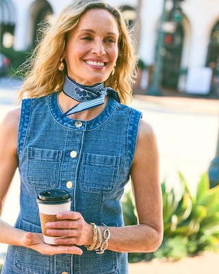 Tweed Mixed Denim Vest