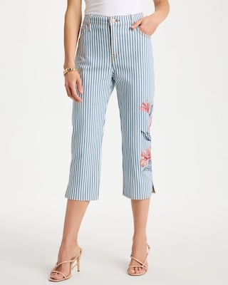 Girlfriend Slim Striped Capri Jeans