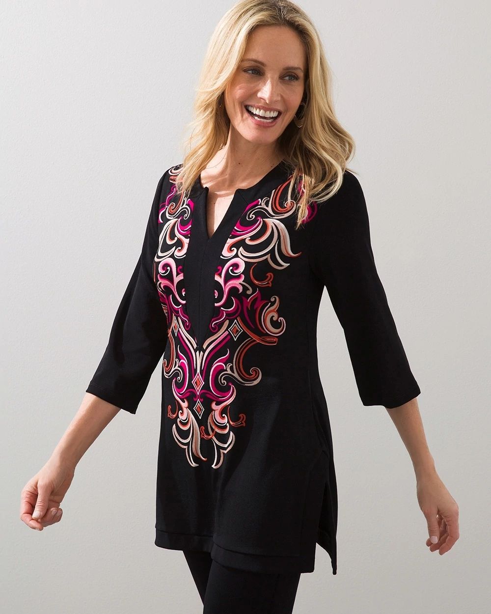 Travelers Placed Scroll Print Tunic
