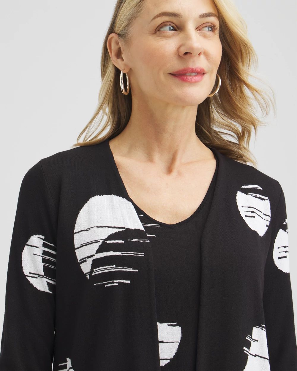 Spun Rayon Dots Double Knit Cardigan