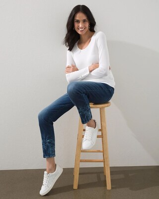 Tie Dye Hem Pull-On Ankle Jeggings