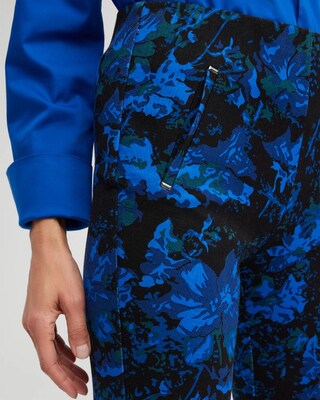 Juliet Floral Metallic Trim Ankle Pants