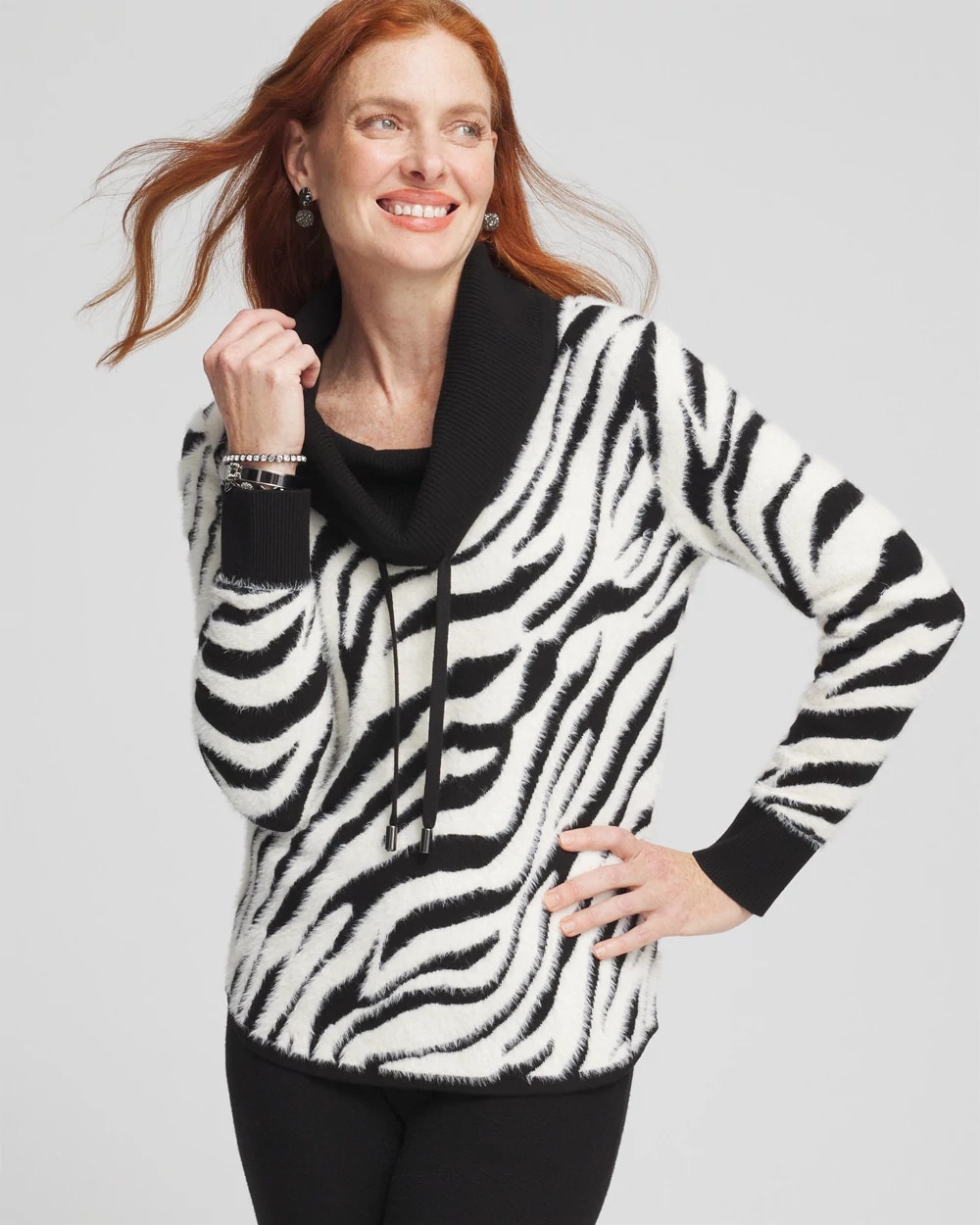 Zenergy® Zebra Cowl-Neck Top