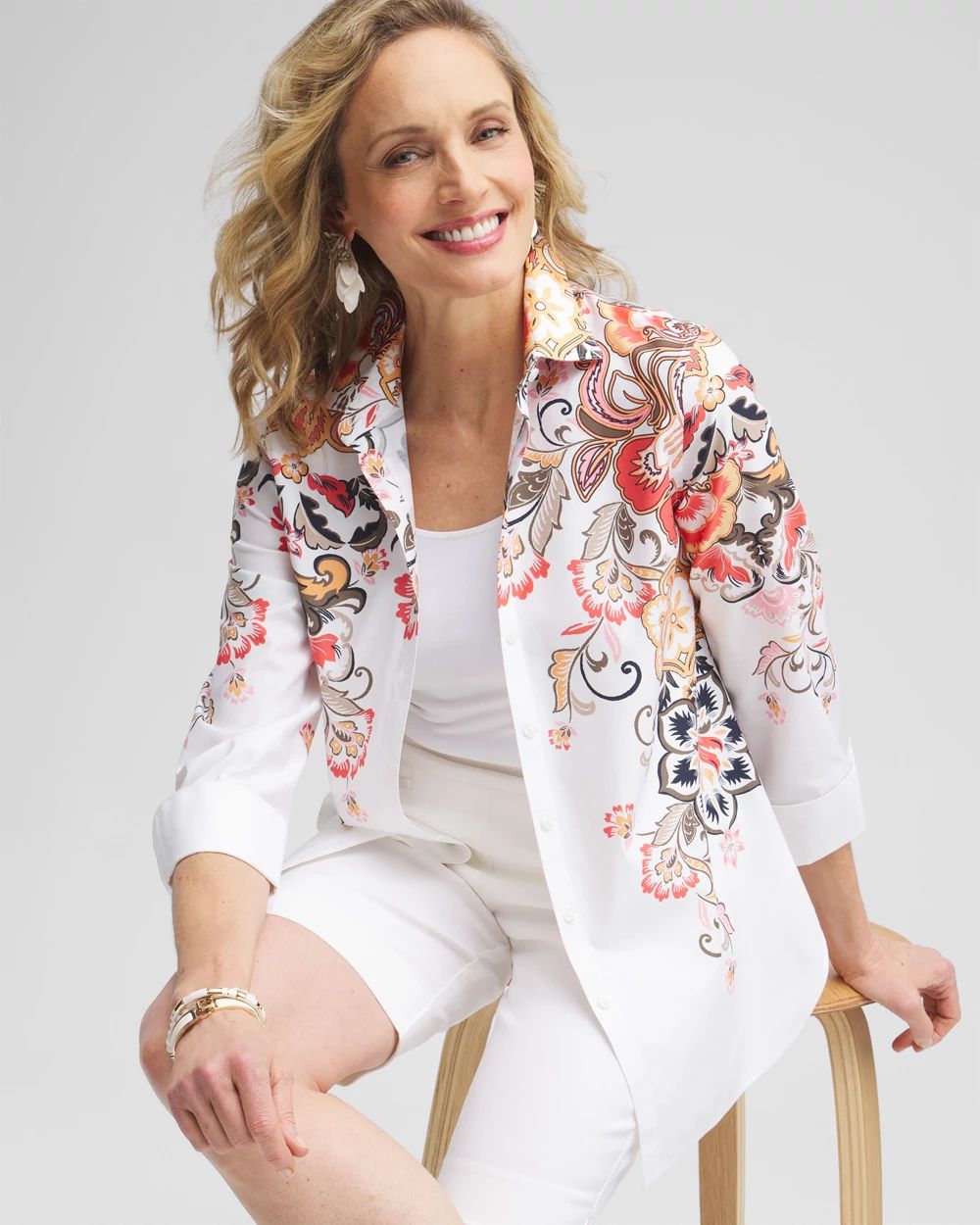 No Iron™ Stretch Warm Floral Shirt click to view larger image.