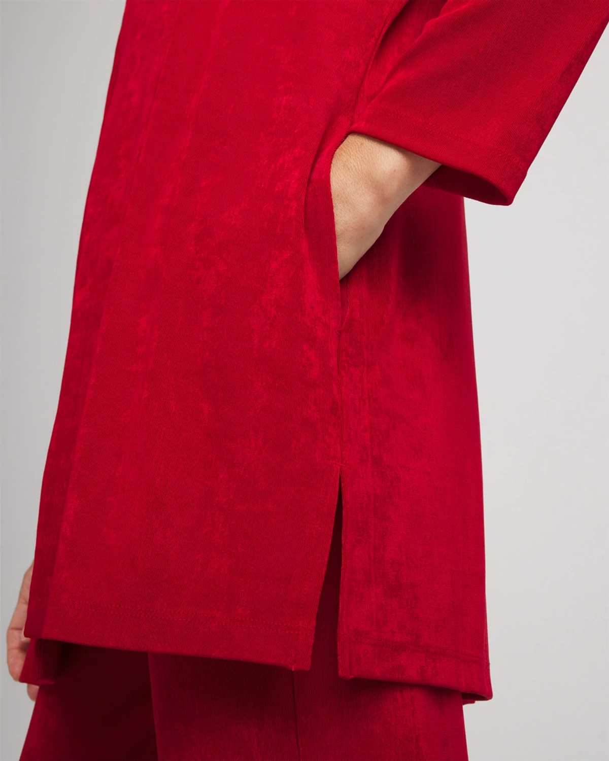 Chico's Travelers Long Knit Jacket In In Red