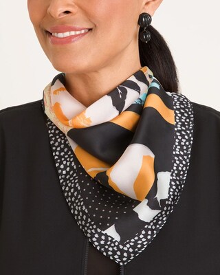 Floral Block-Print Square Neckerchief Scarf
