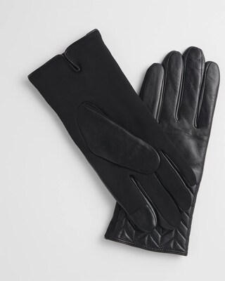 Quilted Black Leather Gloves