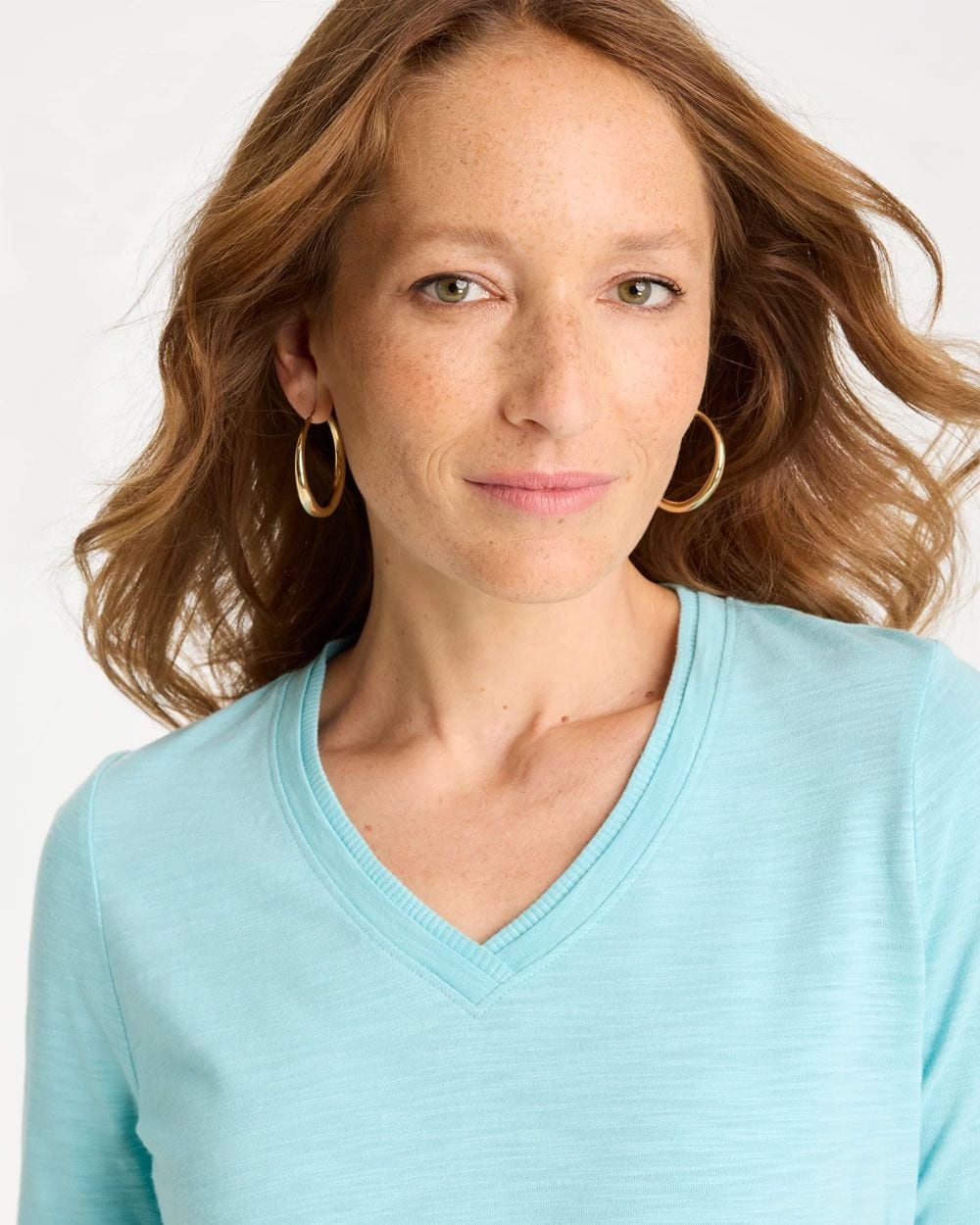 Cotton Slub V-Neck Tee click to view larger image.