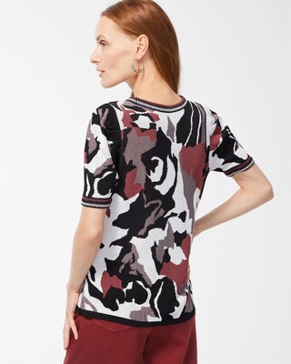 Jacquard Floral Pullover Sweater