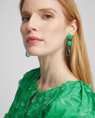 No Droop™ Green Raffia Drop Earrings