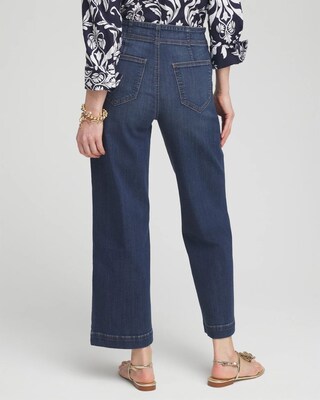Pull-on Wide Leg Cropped Jeans click to view larger image.