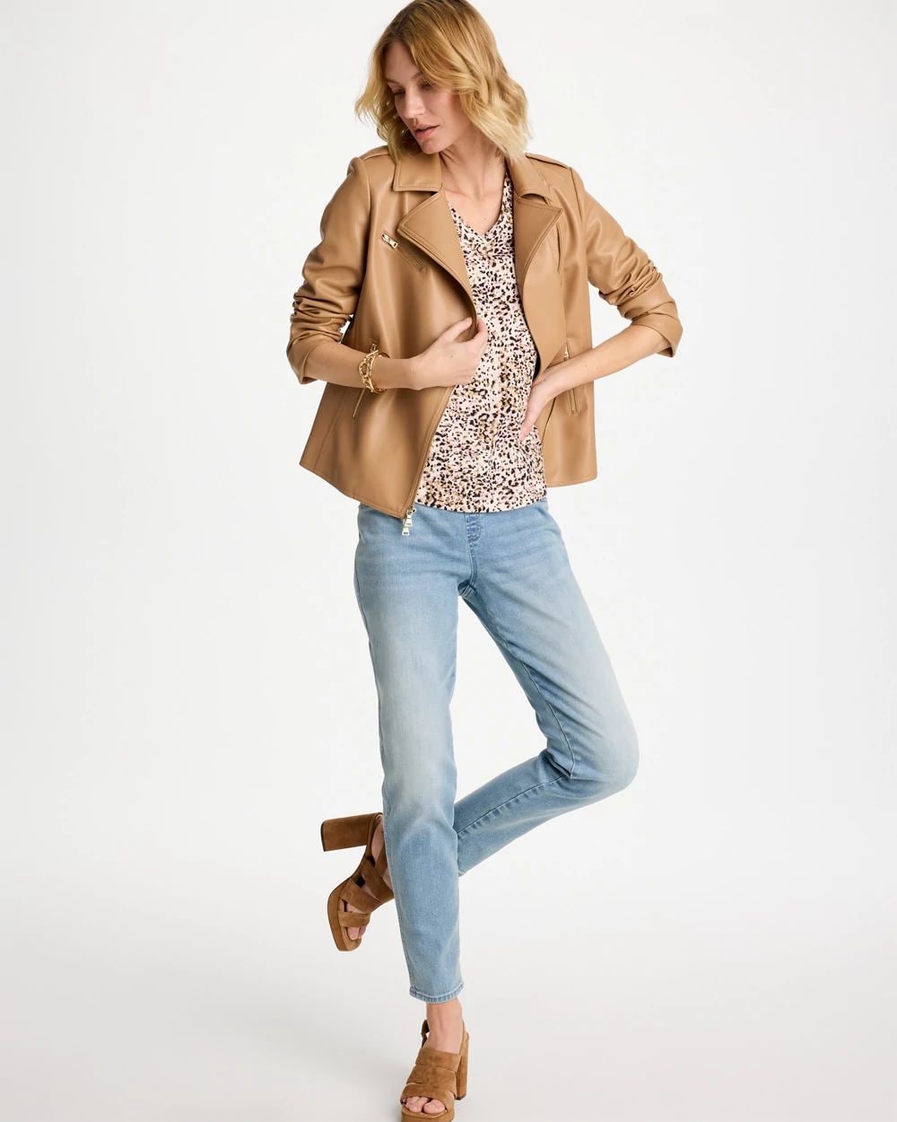 Printed Cotton Slub V-Neck Tee