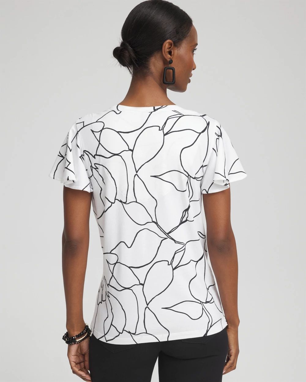 White Lines Flutter Sleeve Tee