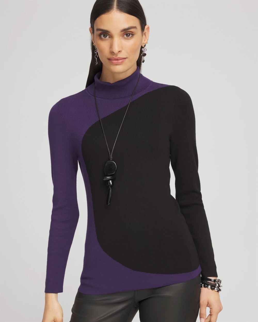 ECOVERO™ Colorblock Turtleneck Sweater