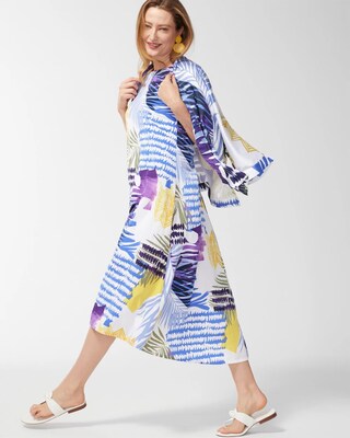 Tie-Back Collage Print Trapeze Dress