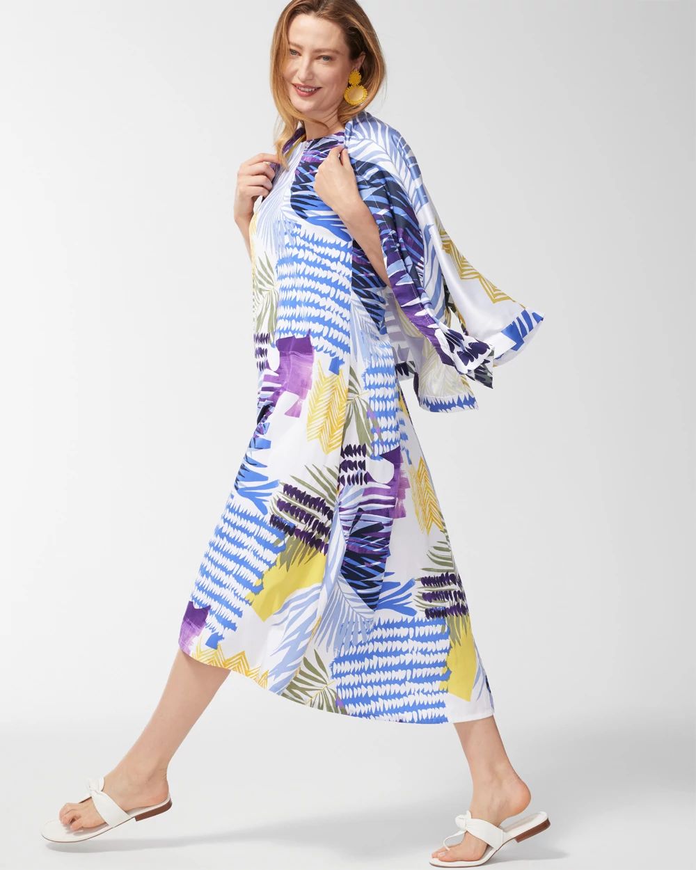 Tie-Back Collage Print Trapeze Dress