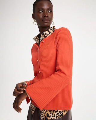 Ribbed Flare Sleeve Sweater