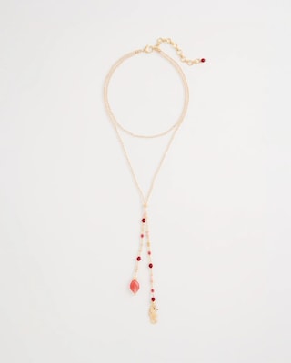 Coral Genuine Stone Y-Pendant Necklace