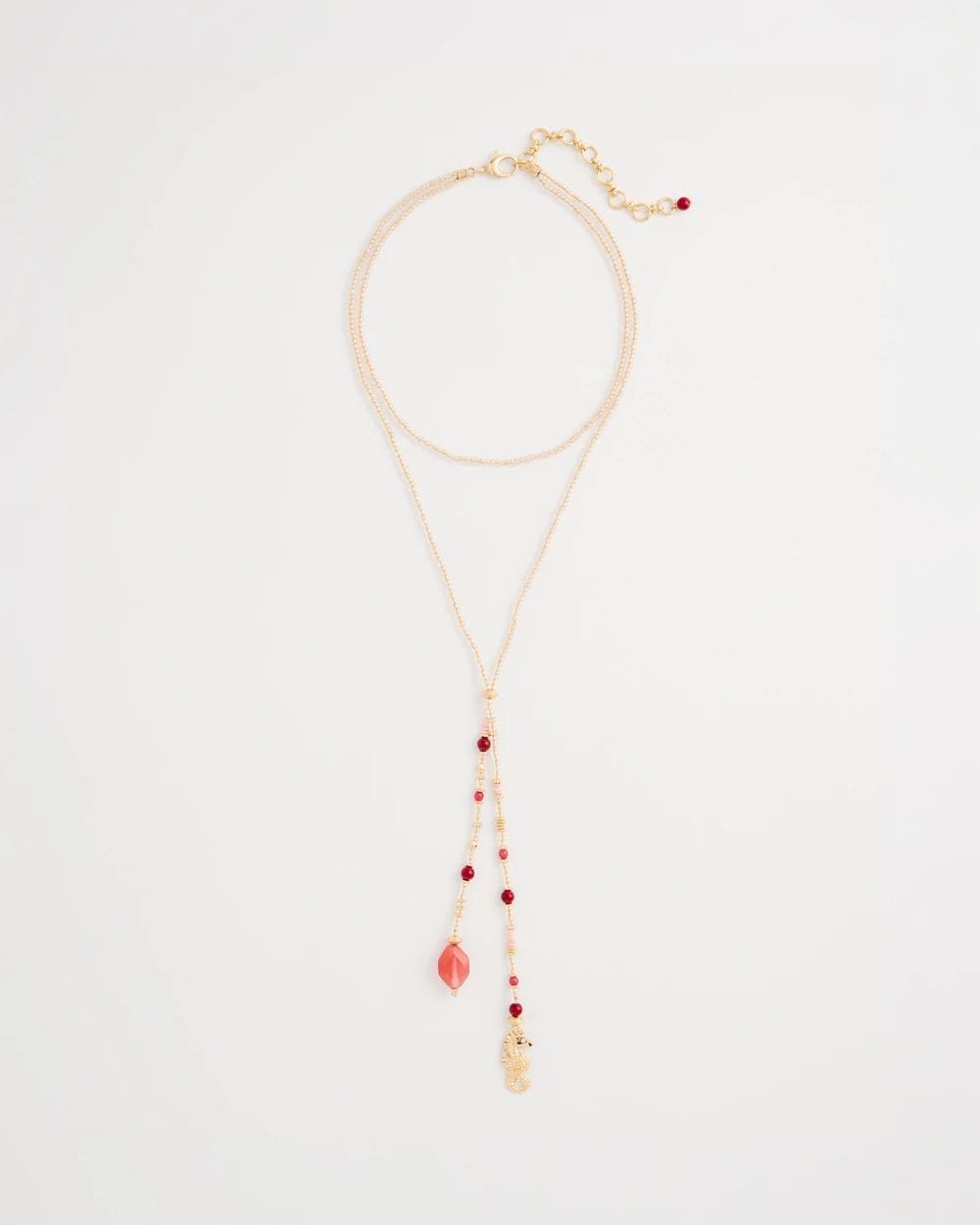 Coral Genuine Stone Y-Pendant Necklace