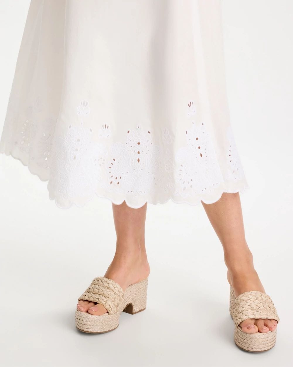 Alabaster Twill Embroidered Hem Skirt