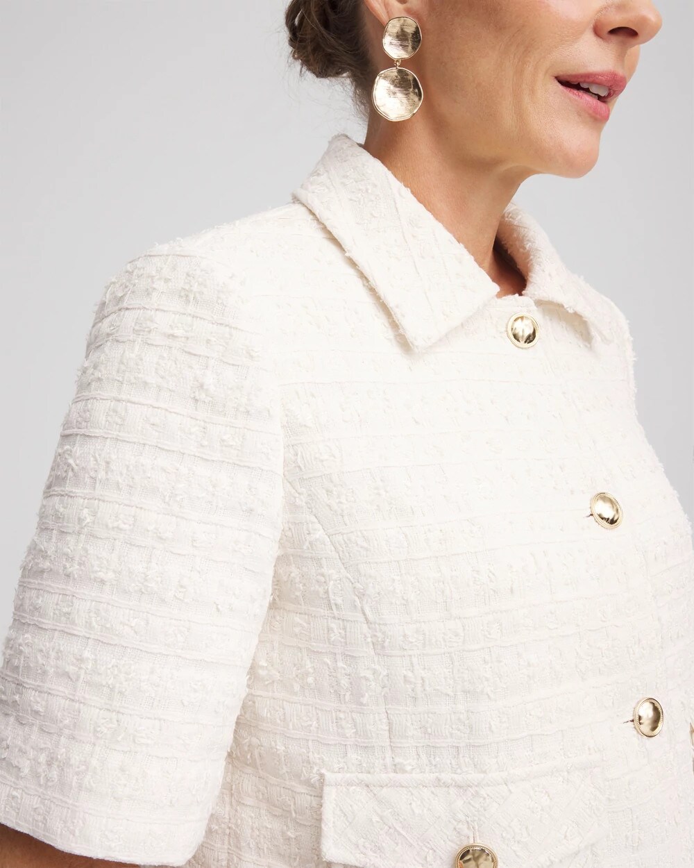 Short Sleeved Tweed Lady Jacket