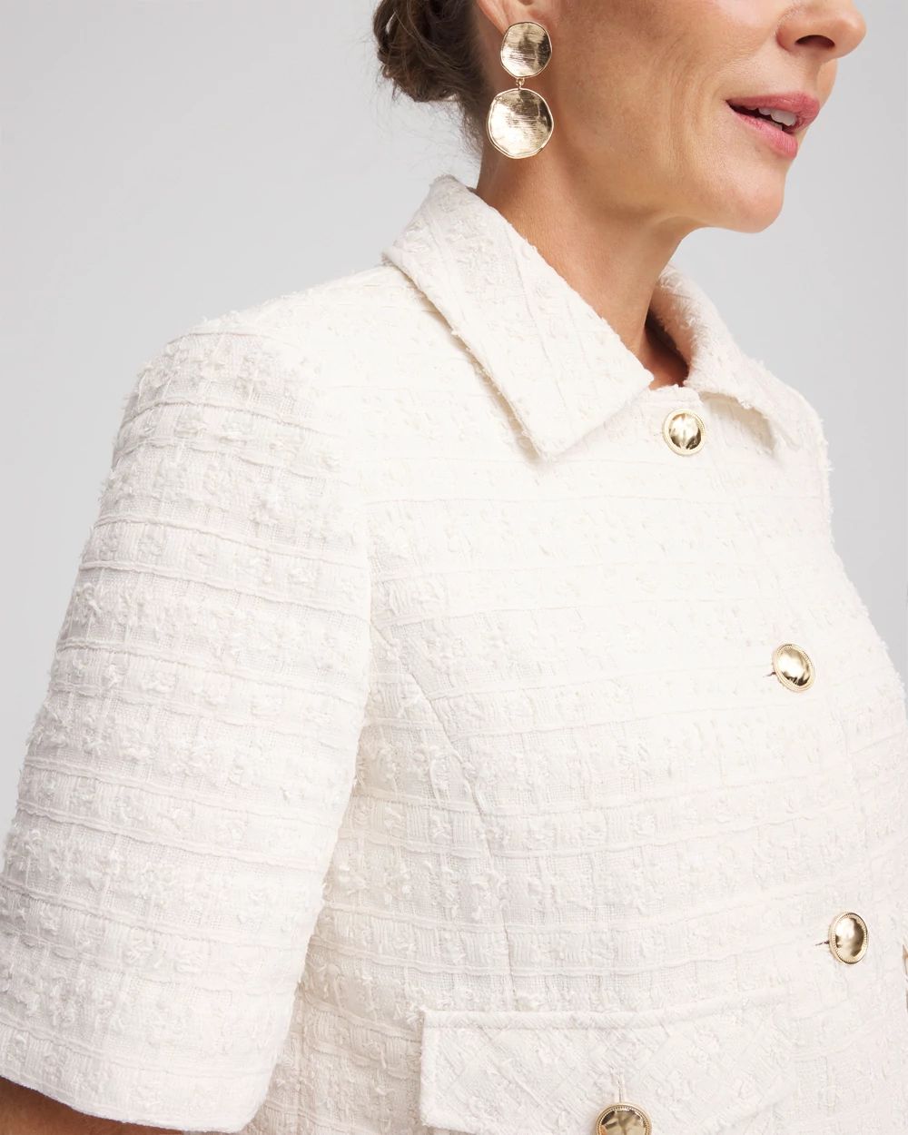 Short Sleeved Tweed Lady Jacket