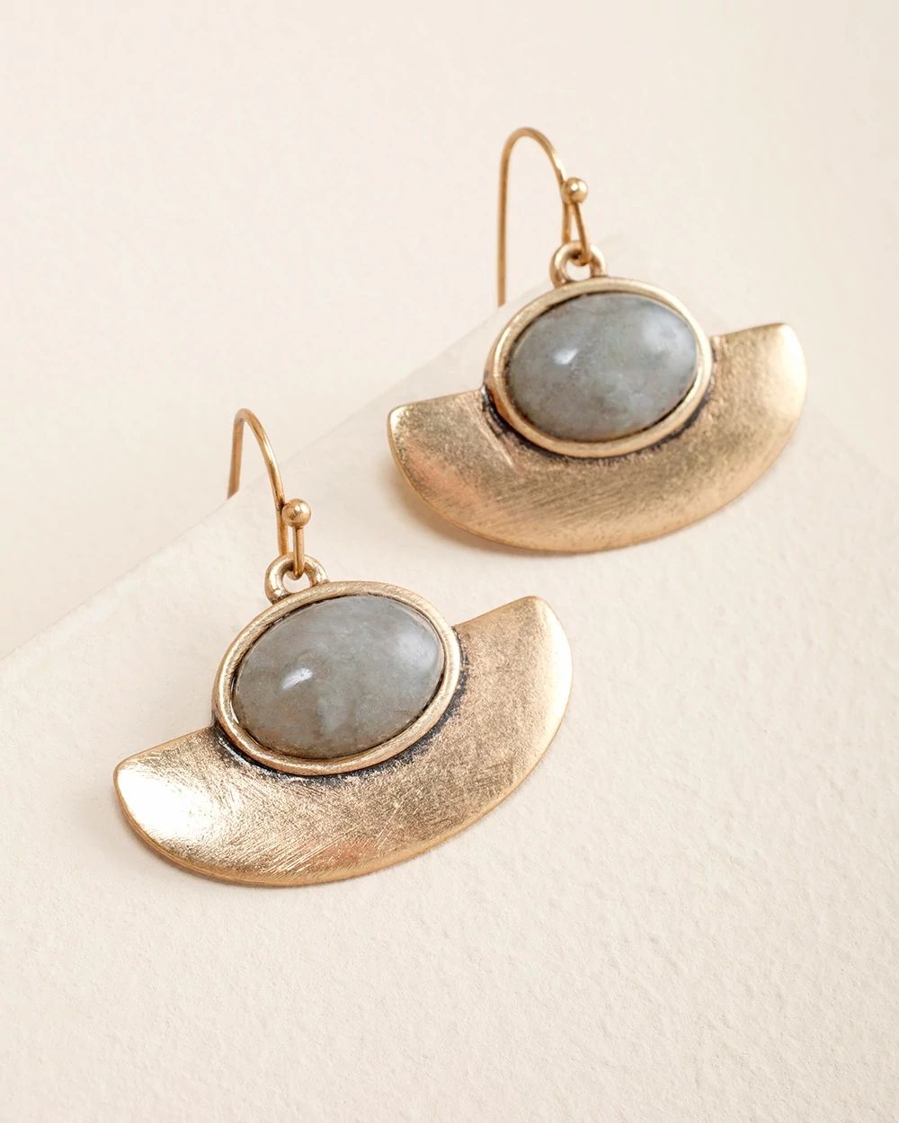Gray Goldtone Labradorite Earrings