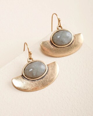 Gray Goldtone Labradorite Earrings