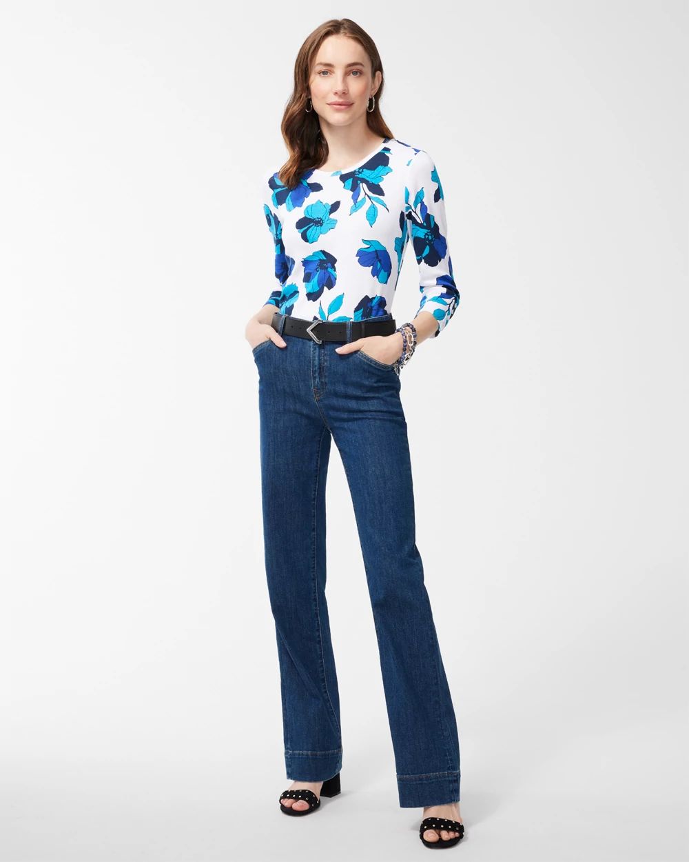 Pima 3/4 Sleeve Floral Everyday Tee
