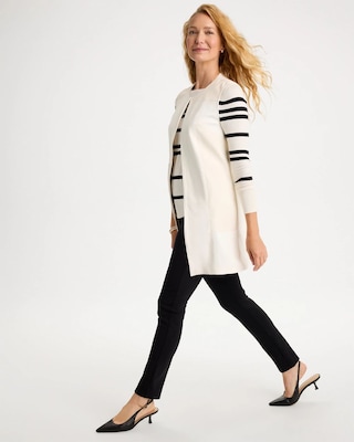 Faux Suede Ponte Long Vest click to view larger image.