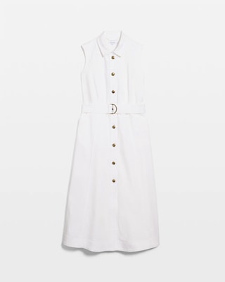 Denim Sleeveless Shirtdress click to view larger image.