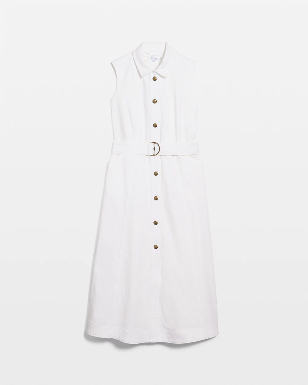 Denim Sleeveless Shirtdress click to view larger image.