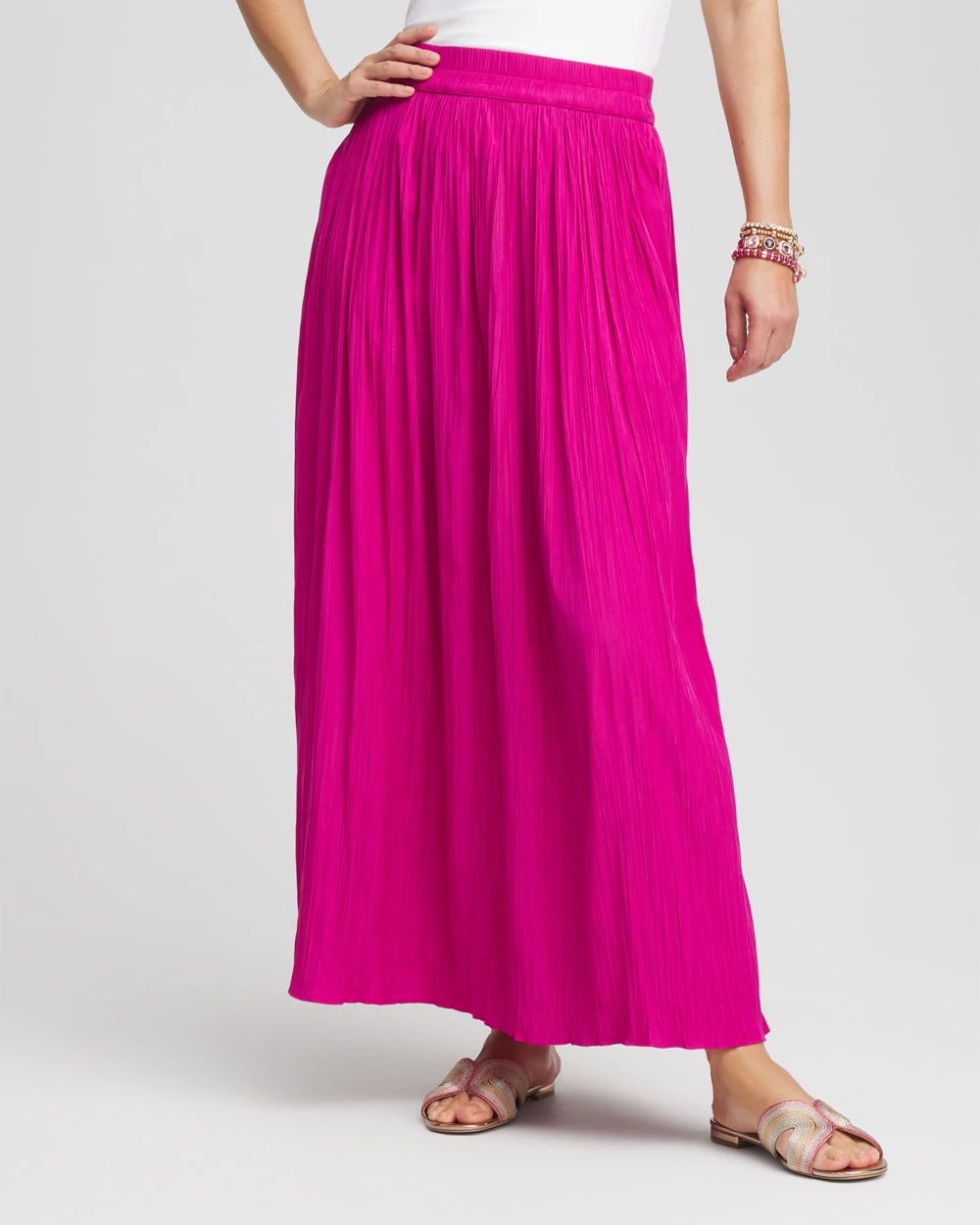 Pull-on Pleated Maxi Skirt