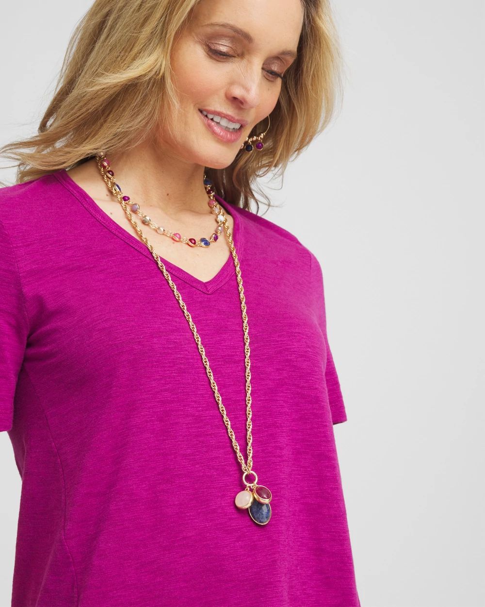 Multi-color Stone Convertible Necklace