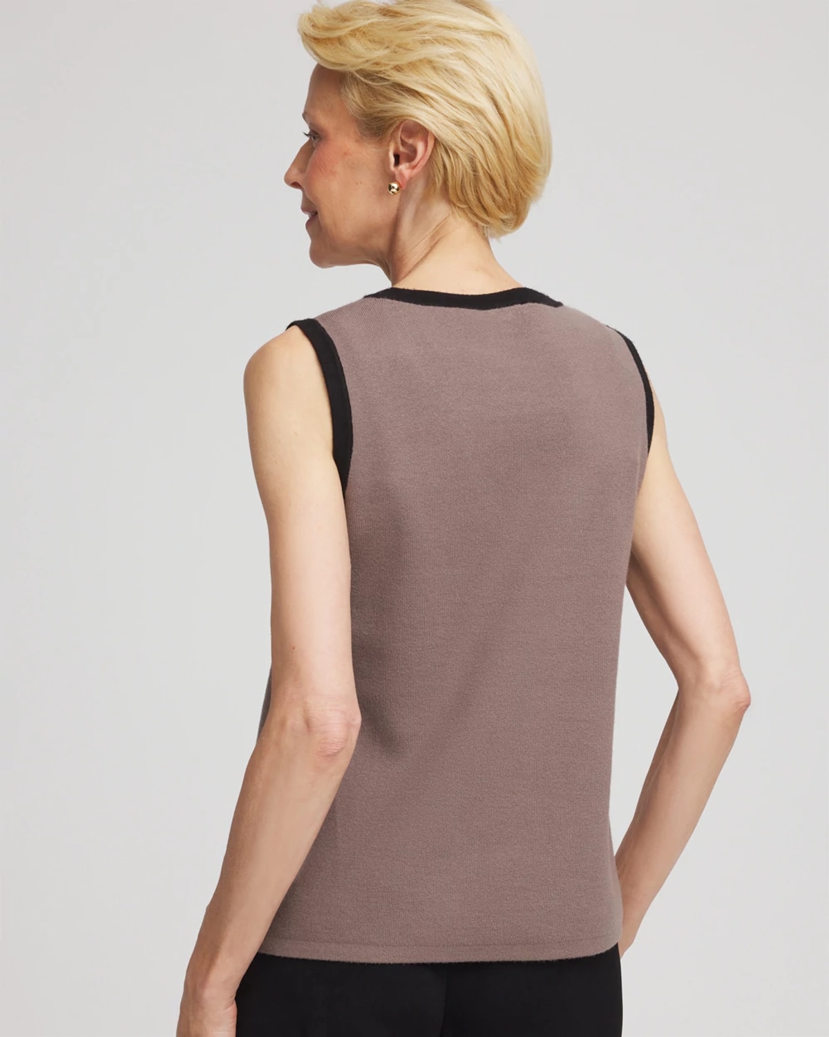 Chico's Travelers Tipped Sweater Tank In Deep Taupe In Brown
