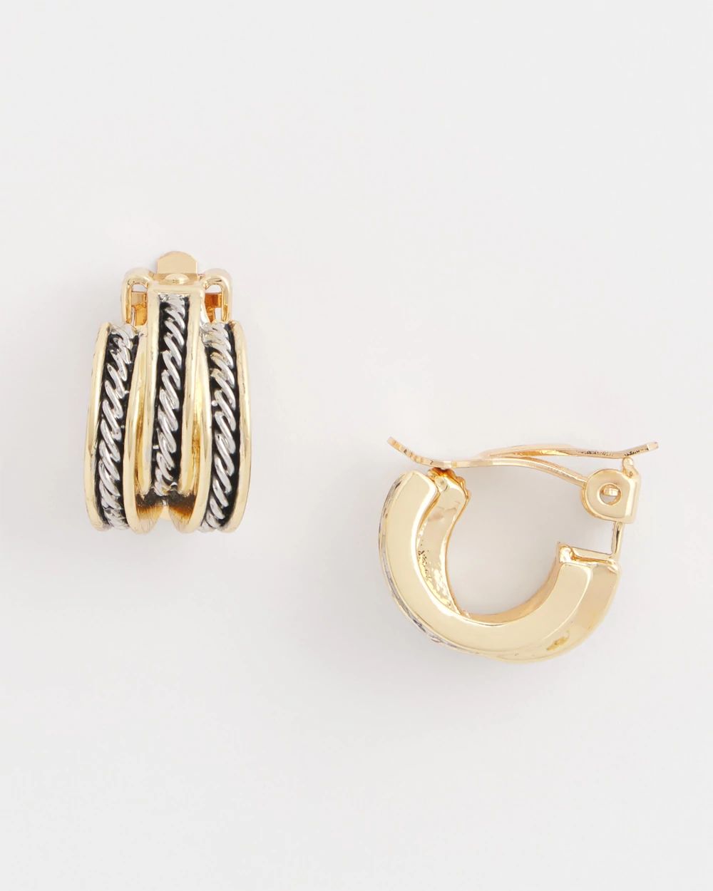 No Droop™ Mixed-Metal Clip-On Hoop Earrings