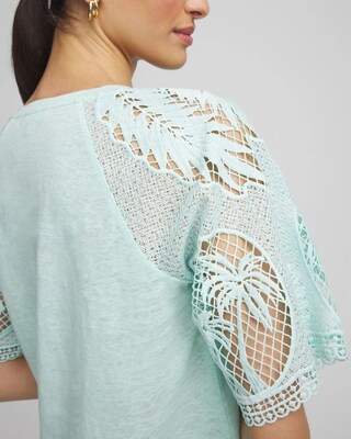 Linen Crochet Lace Short Sleeve Tee click to view larger image.