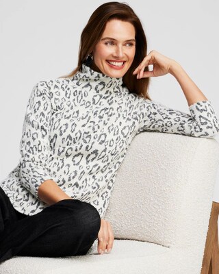 Leopard Print Cozy Mock Neck Tee