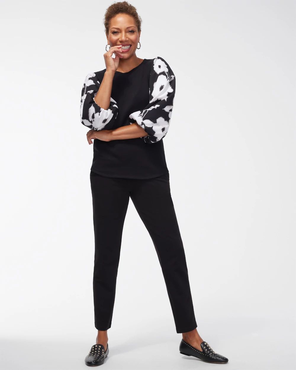 Zenergy Floral Print Sleeve Top