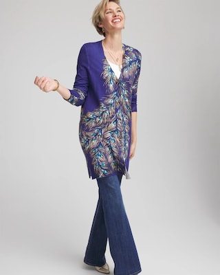 Ella Peacock-Print Cardigan Sweater click to view larger image.